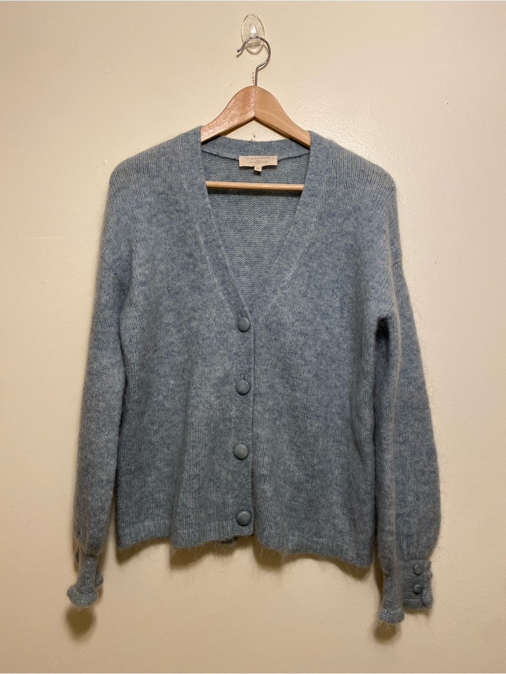 SEZANE Soft Blue V-Neck Button Front Women's Cardigan Sweater. Size XS